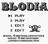 Blodia title screen for GameBoy